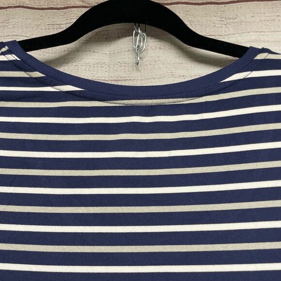 Cuddl Duds Flexwear Maxi Dress navy blue white stripes size S - Picture 8 of 14